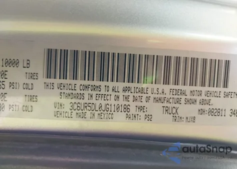 2018 Ram 2500 Big Horn 4X4 6'4 Box from USA, damaged, VIN 3C6UR5DL0JG110186